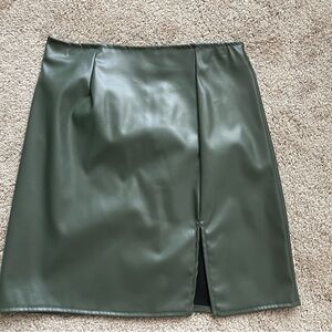 Windsor Green Mini Pencil Skirt with Slit